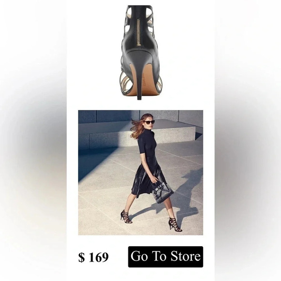 Nine West black leather gladiator heel shoes,open toe,back zip,event,great cond - Picture 3 of 16